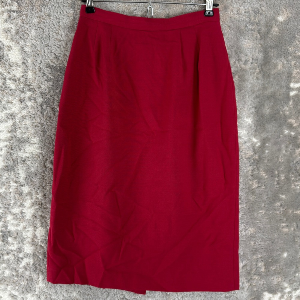 Kasper A.S.L. Size 4 Pencil Career Midi Skirt Red Sleeveless Women